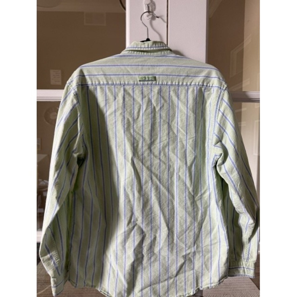 US Polo Assn Kids Large Green Blue Striped Long Sleeve Button Down Shirt Cotton - Picture 4 of 5